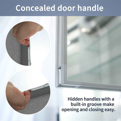 Boost-M1 24" W x 30" H Light Medicine Cabinet Recessed or Surface Mount Aluminum Adjustable Shelves Vanity Mirror Cabinet,Hinge on the Right