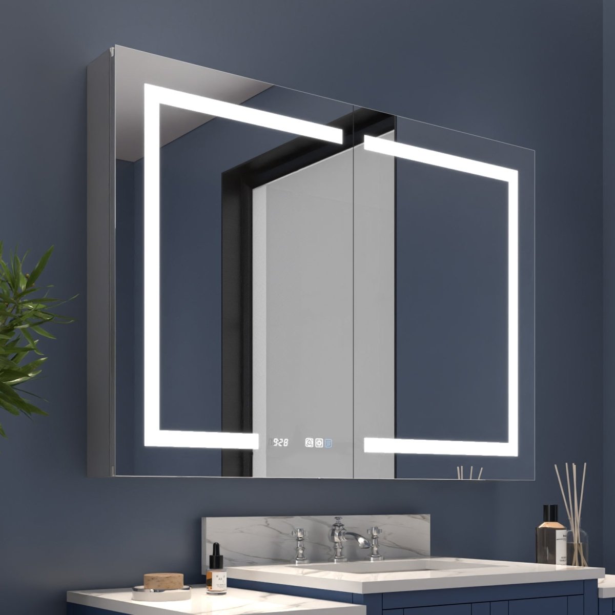 Boost-M2 44" W x 32" H Bathroom Light Medicine Cabinets with Vanity Mirror Recessed or Surface