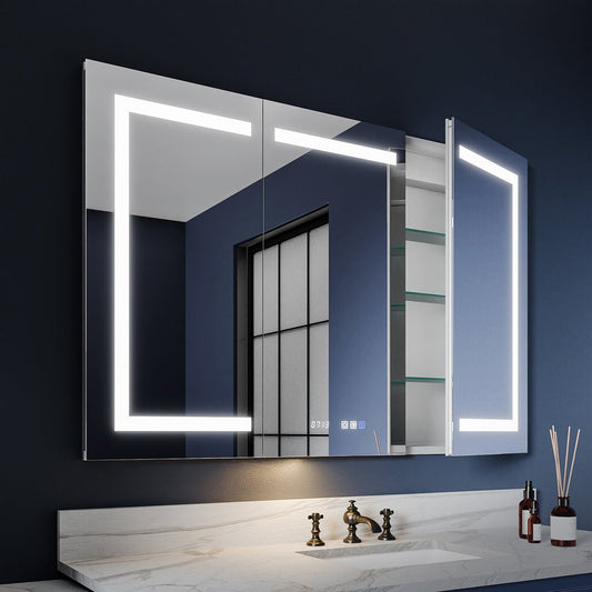 Boost - M2 48" W x 32" H LED Lighted Bathroom Medicine Cabinet with Mirror Recessed or Surface led Medicine Cabinet