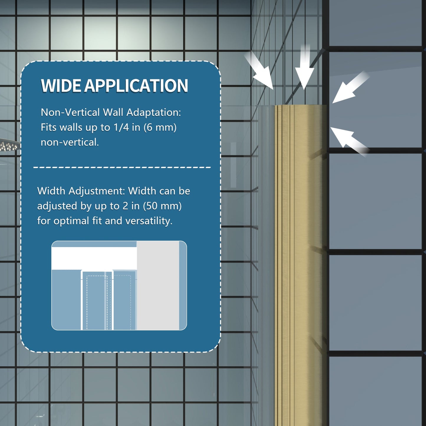 Adapt Allsumhome Bifold Shower Door 32-34 in.W x 72 in.H Pivot Swing Shower Doors,Brushed Gold,Tempered Shower Glass