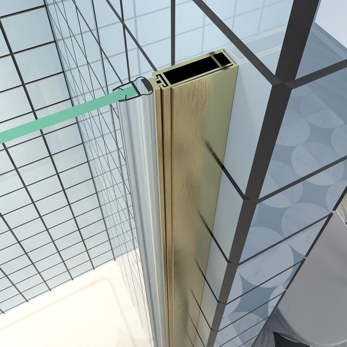 Exbrite Adapt Bifold Shower Door 30-32 in.W x 72 in.H Pivot Swing Shower Doors,Brushed Gold,Tempered Shower Glass - ExBriteUSA