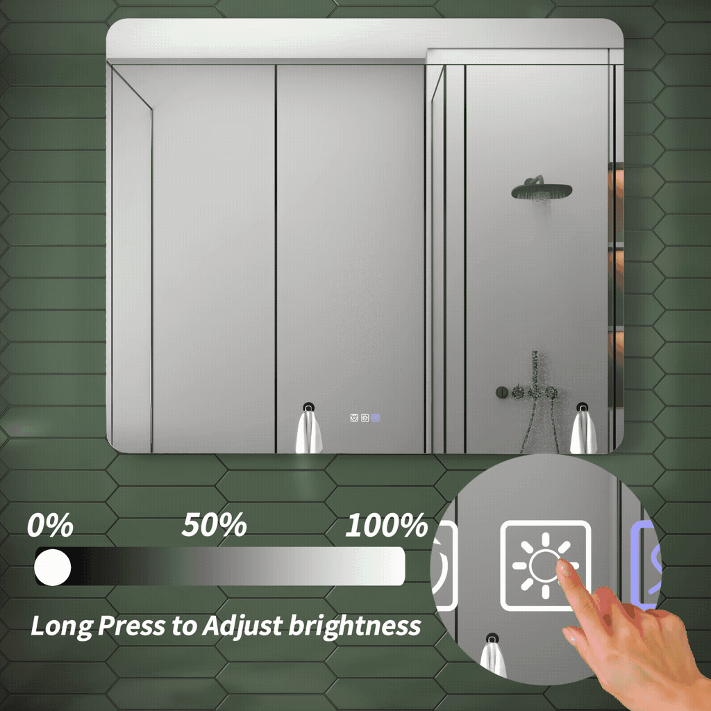 Brivaro 48" x 40" Backlit LED Bathroom Mirror with Nano-Tempered Glass, Anti-Fog, Dimmable, 3 Lighting Modes