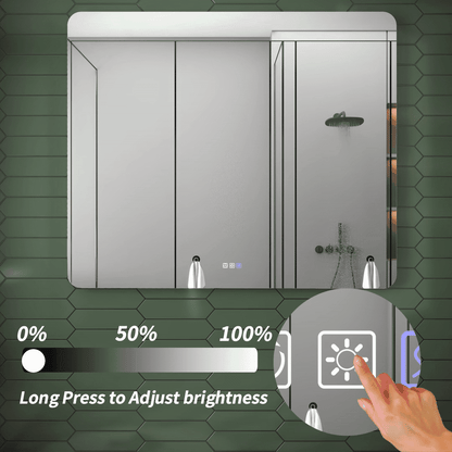 Brivaro 48" x 40" Backlit LED Bathroom Mirror with Nano-Tempered Glass, Anti-Fog, Dimmable, 3 Lighting Modes