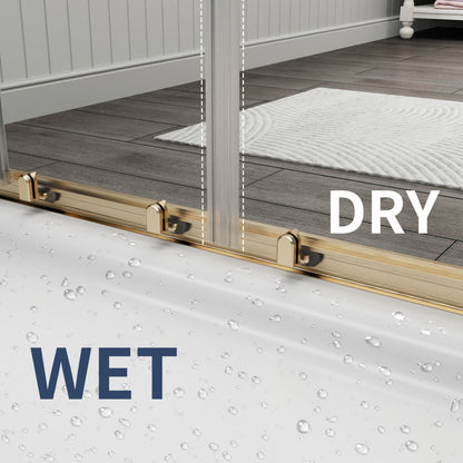 Dry and wet conditions comparison on a floor with a glass door.