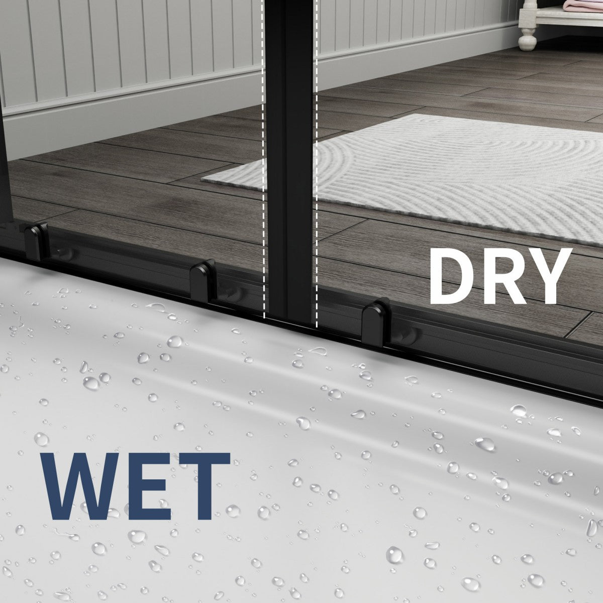 Holden 56-60"W x 70"H Easy Clean Shatter Proof Double Framed Sliding Shower Door with 1/4" (6mm) Clear SGCC Tempered Glass,Matte Black Finish