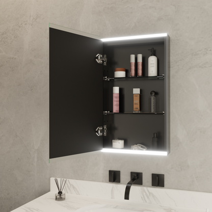 ExBrite 15 in. W x 26 in. H Medicine Cabinet,for surface mounting,Aluminum alloy matte black,single color temperature 5000K - ExBriteUSA