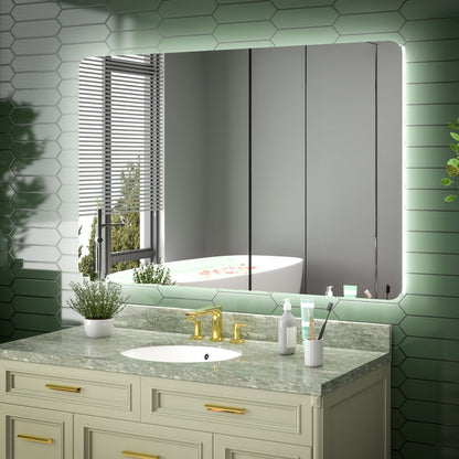 Brivaro 55" x 36" Backlit LED Bathroom Mirror with Nano-Tempered Glass, Anti-Fog, Dimmable, 3 Lighting Modes