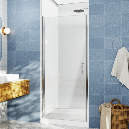 Classy 24-26" W x 72" H Pivot Shower Door,Chrome Install Clear Glass Shower Door