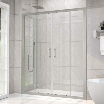 Holden 50-54"W x 70"H Easy Clean Shatter Proof Double Framed Sliding Shower Door with 1/4" (6mm) Clear SGCC Tempered Glass,Brush Nickel