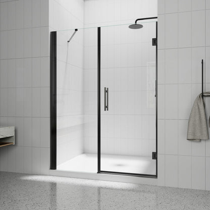 Valor-W Allsumhome 56-58"Wx71"H Semi-Frameless Pivot Glass Shower Door,Pivot Shower Door,SGCC Tempered Glass,Matte Black,Reversible Installation