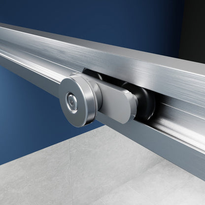 Lock Adjustable 44-48"W x 74"H Sliding Glass Shower Door with 8mm Clear Tempered Glass,Stainless Steel Hardware Brushed Nickel,Rectangle Shower Door