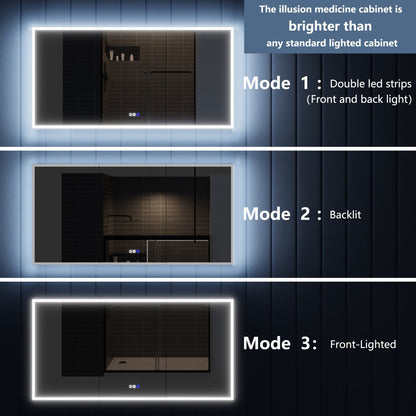 Illusion 72" x 36" LED Lighted Medicine Cabinet with Magnifiers Front and Back Light