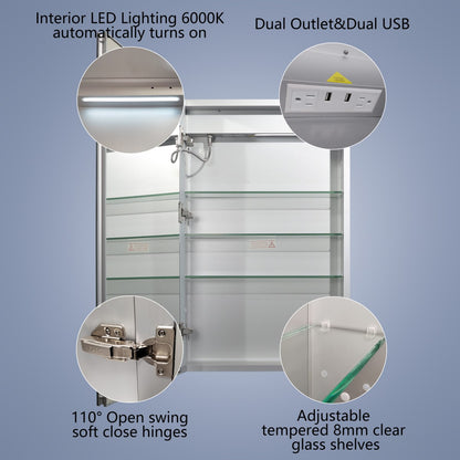 Boost-M2 20" W x 32" H Bathroom Narrow Light Medicine Cabinets with Vanity Mirror Recessed or Surface, Left Hinge