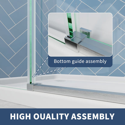 Lock Adjustable 44-48"W x 74"H Sliding Glass Shower Door with 8mm Clear Tempered Glass,Stainless Steel Hardware Brushed Nickel,Rectangle Shower Door