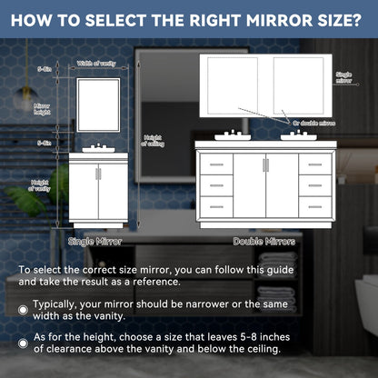 Verloar 30" W x 36" H Framed Lighted Bathroom Mirror,Dimmable,Anti Fog,Front-Lit Illumination,Matte Black