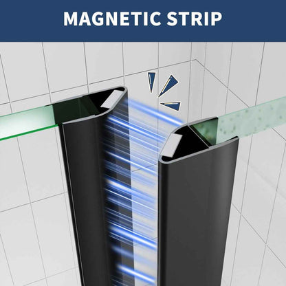 Gemini-W Allsumhome 56-58"Wx71"H Semi-Frameless Pivot Glass Shower Door,Pivot Shower Door,SGCC Tempered Glass,Matte Black,Reversible Installation