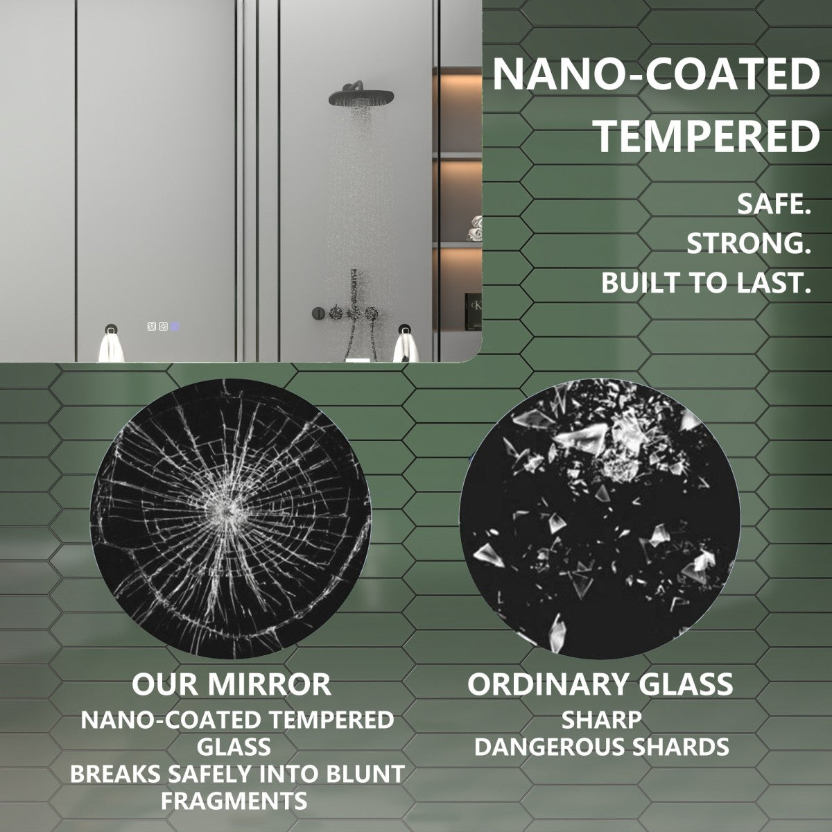 Brivaro 24" x 32" Backlit LED Bathroom Mirror with Nano-Tempered Glass, Anti-Fog, Dimmable, 3 Lighting Modes