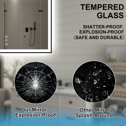 Apex-Noir 48"x32" Framed LED Lighted Bathroom Mirror