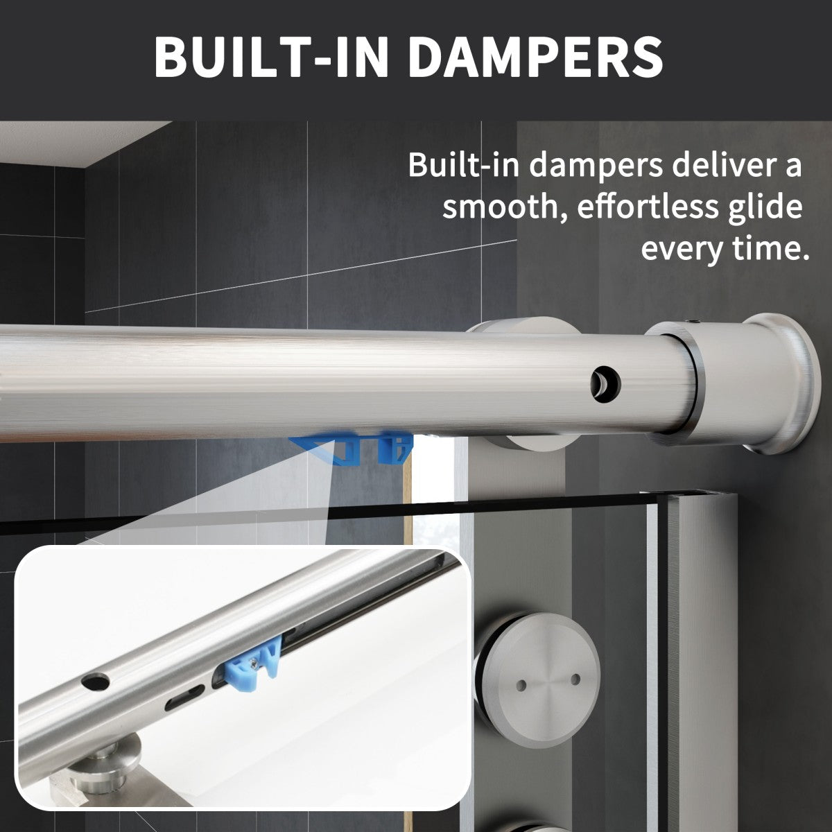 Anchor-B Allsumhome 56"-60"W x 70"H Frameless Sliding Shower Door,Tempered Glass,Shower Enclosure,Double Side Easy Clean Coat,Brushed Nickel ,Buffer