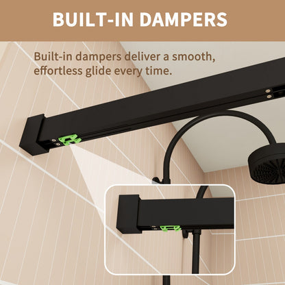 ExRoll-P Allsumhome 56"-60"W x 76"H Frameless Double Sliding Shower Door,10mm Tempered Glass Shower Enclosure,Easy Clean Coat,Matte Black,Buffer