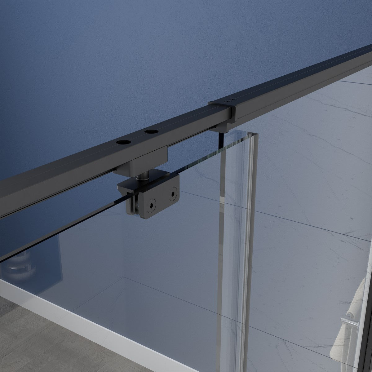 Flexi Showers 50-54" W x 71" H Glass Shower Doos Semi-Frameless,6mm Clear Tempered Glass Panel, Black Finish - ExBriteUSA
