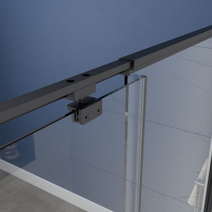 Flexi Showers 28-32" W x 72" H Glass Shower Doos Semi-Frameless,6mm Clear Tempered Glass Panel, Black Finish - ExBriteUSA