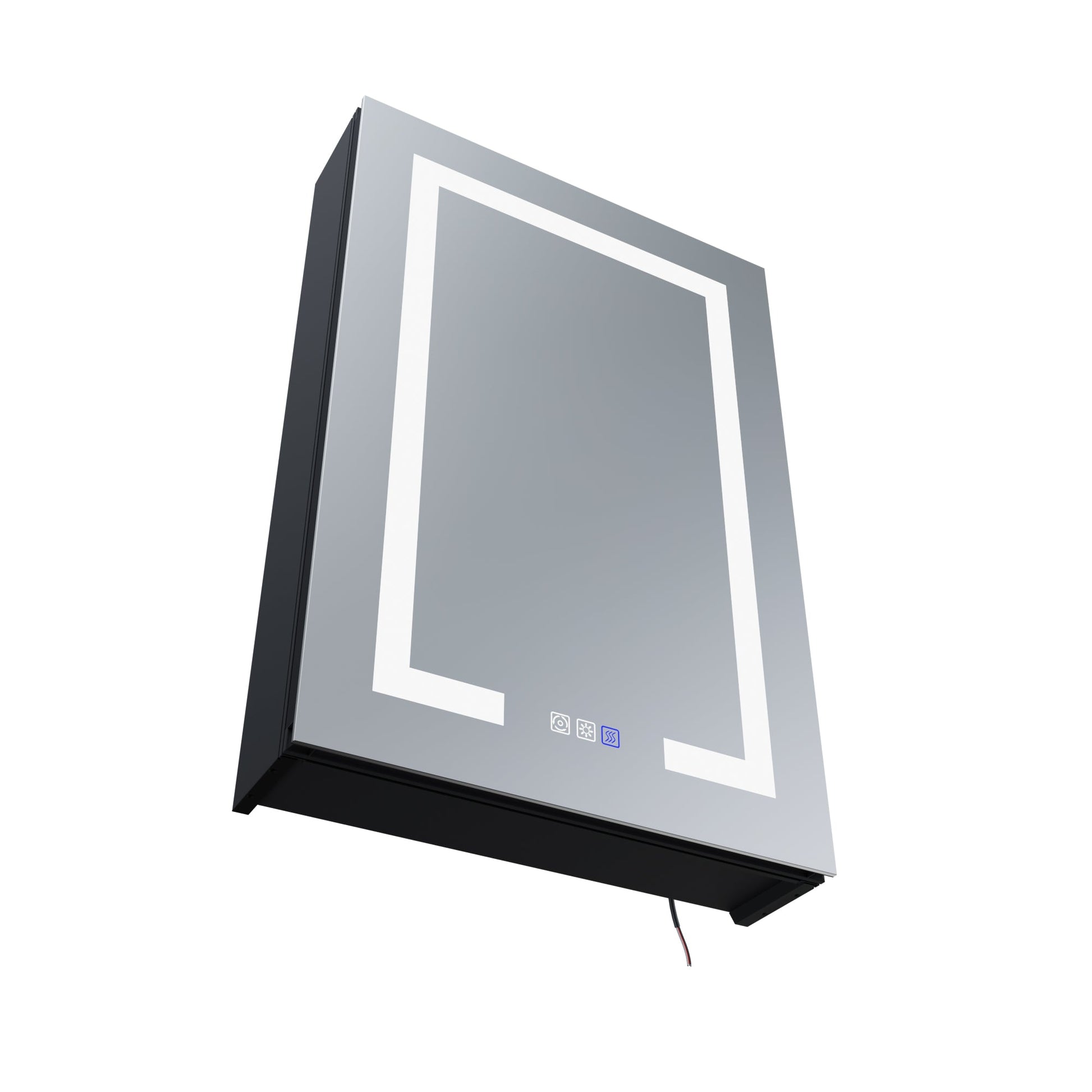 Boost-M1 20" W x 30" H Light Medicine Cabinet Recessed or Surface Mount Aluminum Adjustable Shelves Vanity Mirror Cabinet, Black Frame, Hinge on the Right - ExBriteUSA