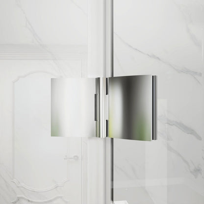 Adapt-E 34 in.W x 72 in.H Bifold Frameless Folding Glass Shower Doors,Chrome Finish,Pivot Swing Shower Doors,1/4 in.Fold Clear Glass