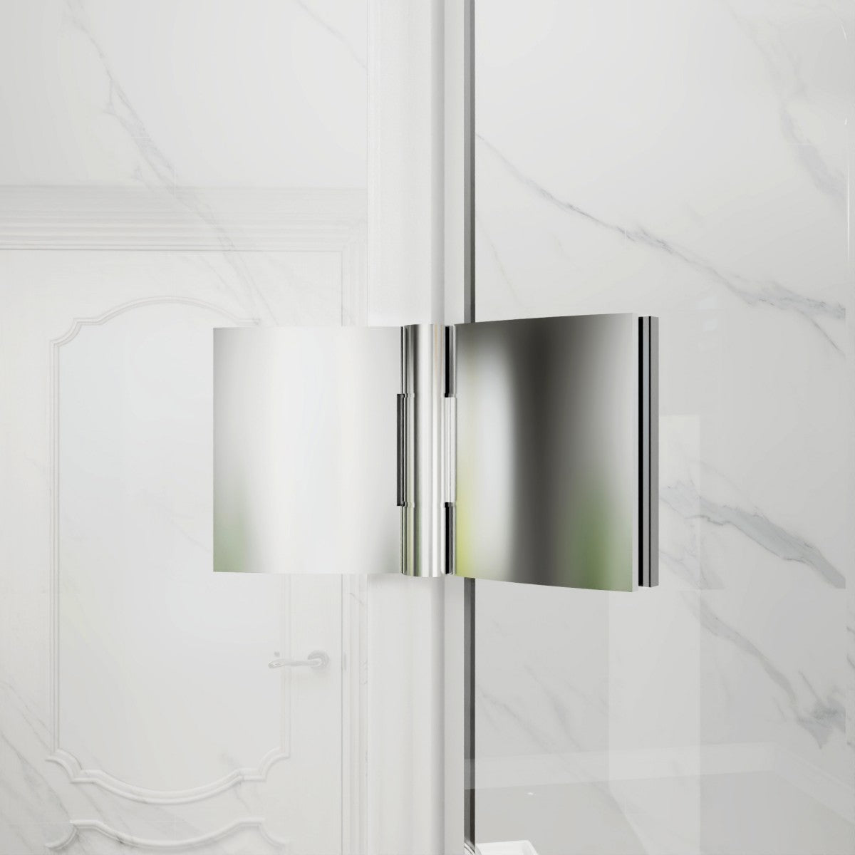 Adapt-E 30in.W x 72 in.H Bifold Frameless Folding Glass Shower Doors,Chrome Finish,Pivot Swing Shower Doors,1/4 in.Fold Clear Glass