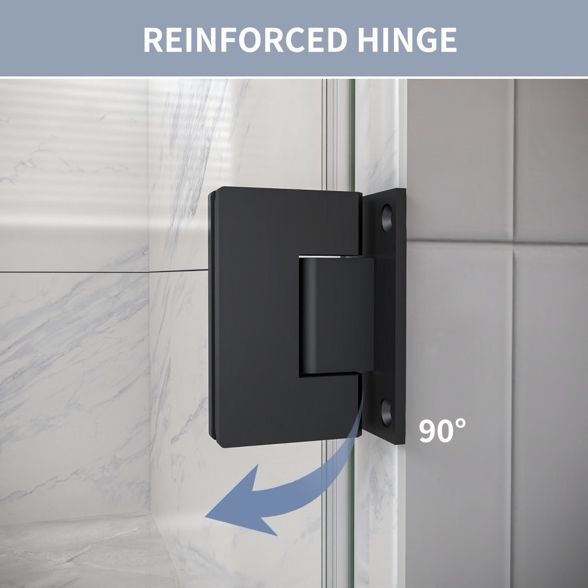 Valor Shower Door 24in.W x 72in.H Frameless Hinged Shower Door,Shower Room Glass Door with Clear Tempered Shower Glass Panel,Black