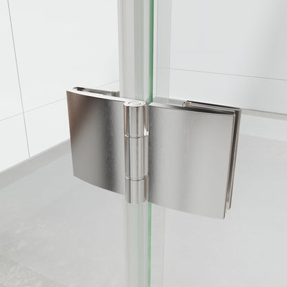 Adapt Allsumhome Bifold Shower Door 36-38 in.W x 72 in.H Pivot Swing Shower Doors,Brushed Nickel,Clear Tempered Glass