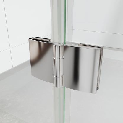 Adapt Allsumhome Bifold Shower Door 32-34 in.W x 72 in.H Pivot Swing Shower Doors,Chrome,Clear Tempered Shower Glass