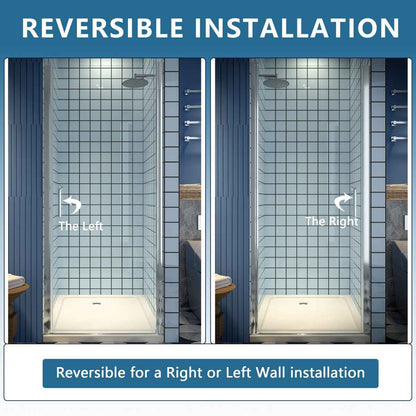 Classy 32-34" W x 72" H Pivot Shower Door Semi-Frameless Hinged in Chrome Install Glass Shower Door
