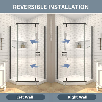 Prism Neo-Angle Frameless Shower Door 36 in. W x 72 in. H Corner Shower Enclosure with 6mm Clear Glass,Pivot Shower Doors,Matte Black