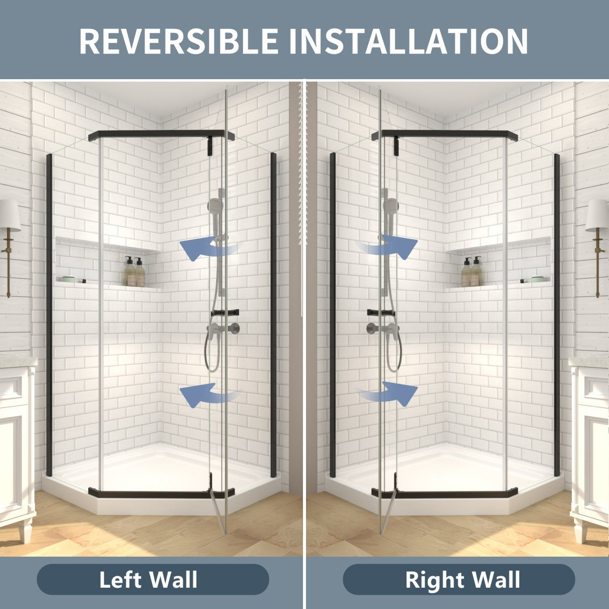 Prism Neo-Angle Frameless Shower Door 38 in. W x 72 in. H Corner Shower Enclosure,6mm Clear Glass,Pivot Shower Doors,Matte Black,Not Base