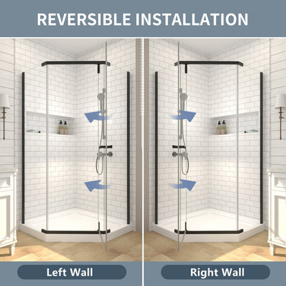Prism Neo-Angle Frameless Shower Door 38 in. W x 72 in. H Corner Shower Enclosure,6mm Clear Glass,Pivot Shower Doors,Matte Black,Not Base