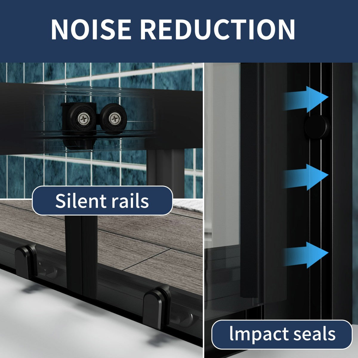 Holden 56-60"W x 70"H Easy Clean Shatter Proof Double Framed Sliding Shower Door with 1/4" (6mm) Clear SGCC Tempered Glass,Matte Black Finish