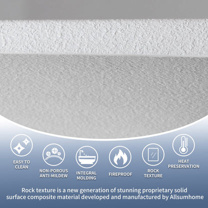 Allsumhome RockX 59" Imitation Natural Stone Freestanding Bathtub,Avocado green,Stone Touch,Scratch-proof,Large Overflow Port - ExBriteUSA