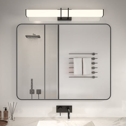 Noir 40" x 32" Vanity Mirror �C Modern, Elegant, Rectangular Wall Mirror with Tempered Glass, Shatterproof, Rust-Resistant, Matte Black Frame for Bathroom, Living Room & Hallway - ExBriteUSA