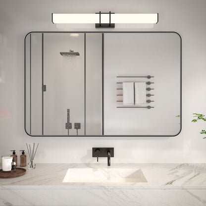Noir 48" x 32" Vanity Mirror �C Modern, Elegant, Rectangular Wall Mirror with Tempered Glass, Shatterproof, Rust-Resistant, Matte Black Frame for Bathroom, Living Room & Hallway - ExBriteUSA
