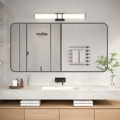 Noir 60" x 30" Vanity Mirror �C Modern, Elegant, Rectangular Wall Mirror with Tempered Glass, Shatterproof, Rust-Resistant, Matte Black Frame for Bathroom, Living Room & Hallway - ExBriteUSA