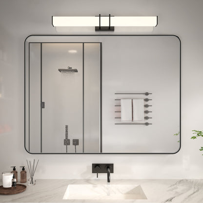 Noir 48" x 36" Vanity Mirror �C Modern, Elegant, Rectangular Wall Mirror with Tempered Glass, Shatterproof, Rust-Resistant, Matte Black Frame for Bathroom, Living Room & Hallway - ExBriteUSA