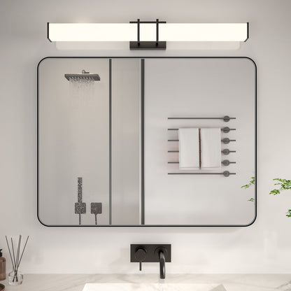 Noir 28" x 36" Vanity Mirror �C Modern, Elegant, Rectangular Wall Mirror with Tempered Glass, Shatterproof, Rust-Resistant, Matte Black Frame for Bathroom, Living Room & Hallway - ExBriteUSA