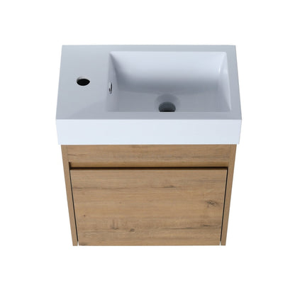 ExBrite 18'' Floating Wall-Mounted Bathroom Vanity with White Resin Sink & Soft-Close Cabinet Door
