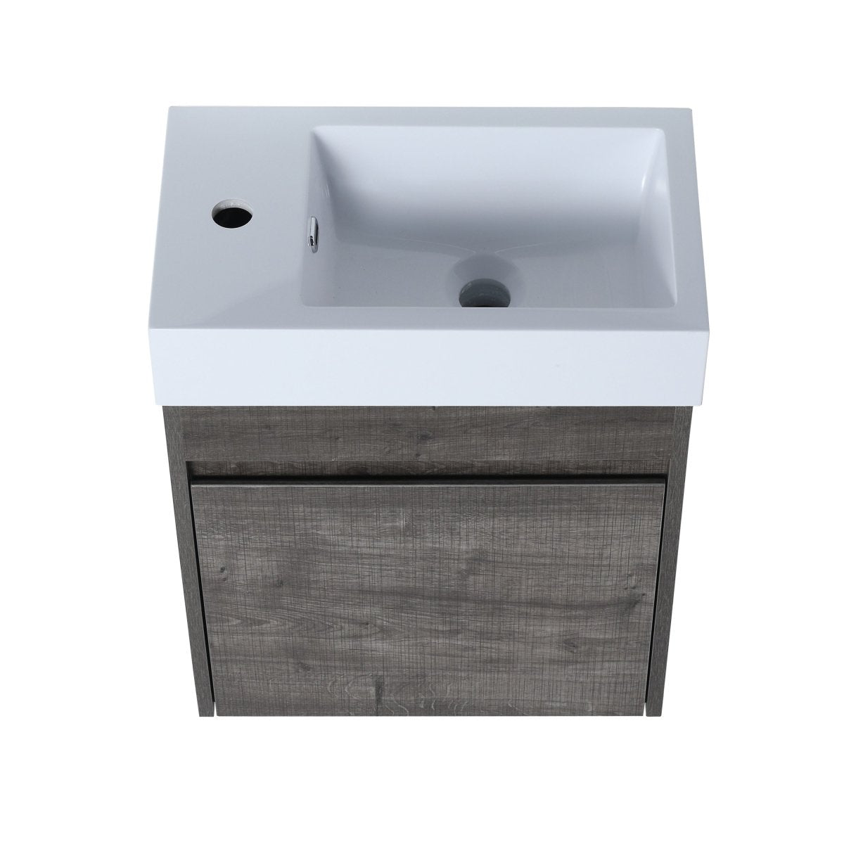 ExBrite 18'' Floating Wall-Mounted Bathroom Vanity with White Resin Sink & Soft-Close Cabinet Door