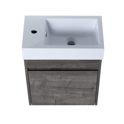 ExBrite 18'' Floating Wall-Mounted Bathroom Vanity with White Resin Sink & Soft-Close Cabinet Door