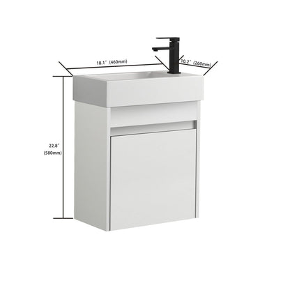 ExBrite 18'' Floating Wall-Mounted Bathroom Vanity with White Resin Sink & Soft-Close Cabinet Door