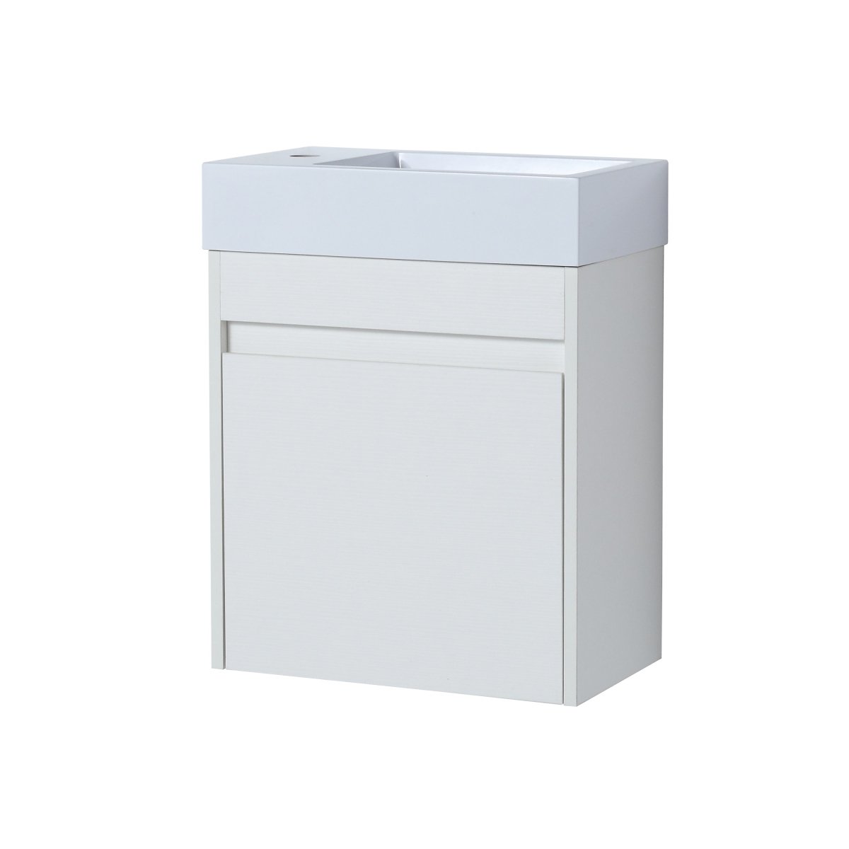 ExBrite 18'' Floating Wall-Mounted Bathroom Vanity with White Resin Sink & Soft-Close Cabinet Door