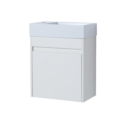 ExBrite 18'' Floating Wall-Mounted Bathroom Vanity with White Resin Sink & Soft-Close Cabinet Door