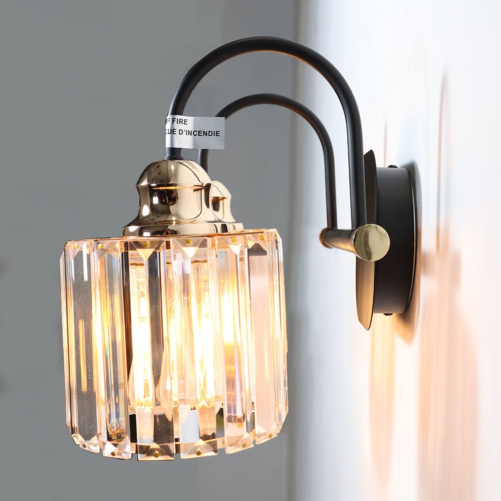 ExBrite 2-light 16" Wide Bathroom Gold Vanity Lights Crystal Vanity Lights Wall Sconces